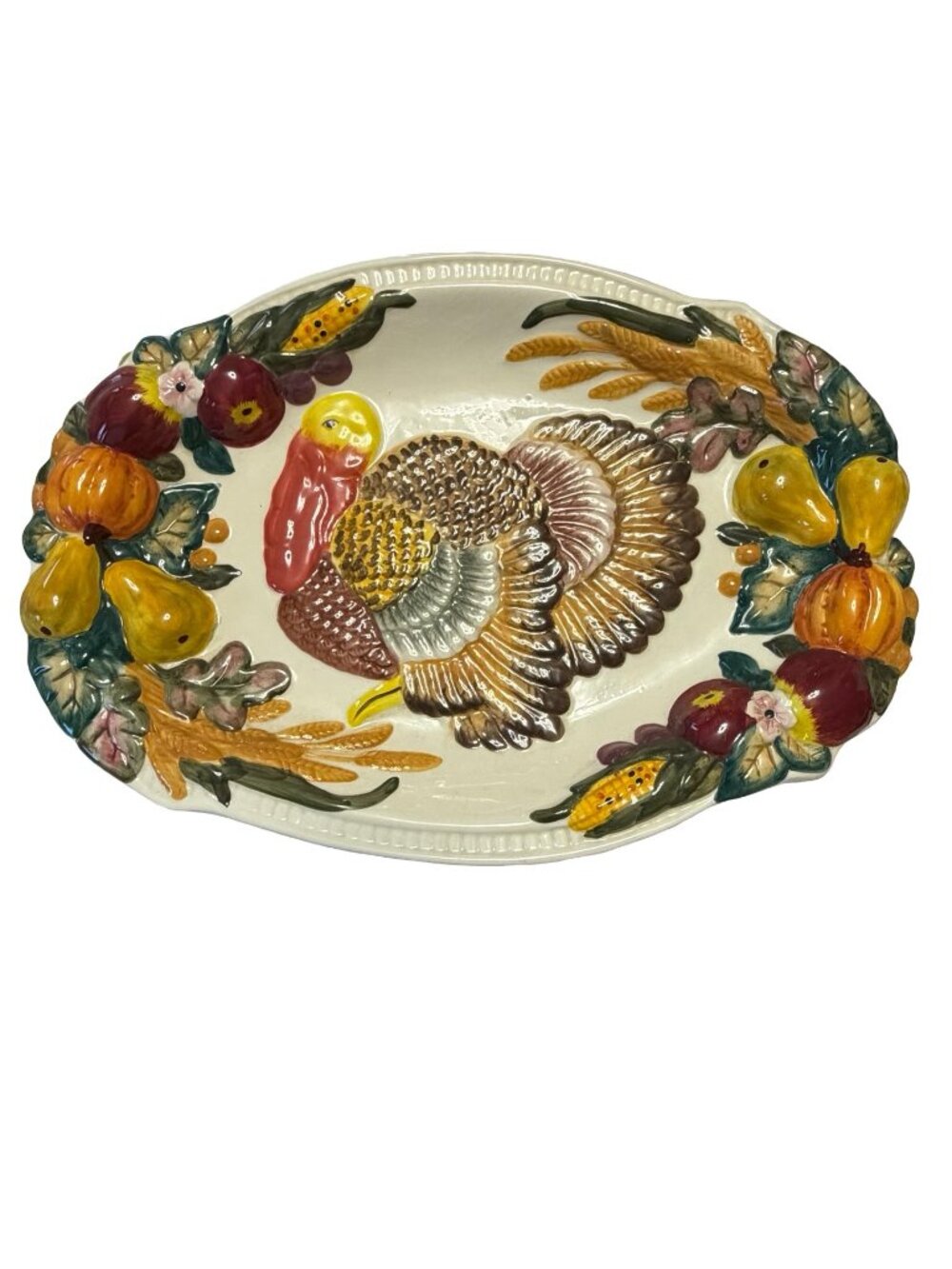 Beau Rivage Club Turkey Platter Thanksgiving Serving Tray Harvest Relief 19”